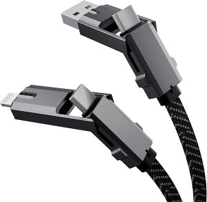 PIPIKA 4in1 �f�B�X�v���C 1.5M �ő�Ή�60W �P�[�u�� USB C to USB C/�^�C�vc to ���C�g�j���O/USB A to USB C/USB A to Lightning 5A �}���[�d PD Macbook/iPhone/iPad/Samsung Galaxy/Google Pixel/Switch �Ή�