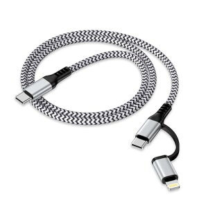2in1 �^�C�vc iPhone�[�d�P�[�u�� 0.9M PD�Ή� 30W�}���[�d �����f�[�^�]�� Haoano �A�C�t�H�� �}���`�[�d�P�[�u�� USB-C ���C�g�j���O�P�[�u�� iPhone 16 Pro Max/16/15 /14/13/12/SE/iPad Air/Mini/Galaxy S24 Ultra/S23/S22