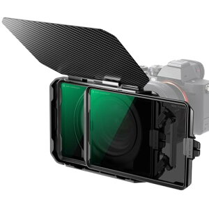 K&F CONCEPT �~�j�}�b�g�{�b�N�X ND4+ND32 ND�t�B���^�[ 4x5.65�C���` Mini Matte Box �J�[�{���t�@�C�o�[�� 67mm/72mm/77mm/82mm/95mm�̃A�_�v�^�[�����O�t�� 2���̊p�^�t�B���^�[�����\ ���[�P�[�X�t�� �iNan