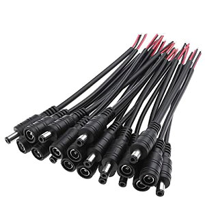 VIPMOON DC�d���R�l�N�^�P�[�u�� 20�{ 15cm �O�a5.5mm/���a2.1mm 22AWG �I�X-���X ���[�^�EDVR�ELED�e�[�v�ECCTV�J�����p DIY�d���P�[�u��
