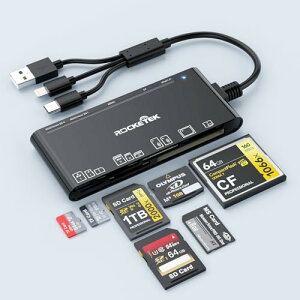 USB-C/Lightning/USB-A �J�[�h���[�_�[ 7in1 SD/TF(Micro SD)/MS/XD/CF �J�[�h���[�_�[�A�_�v�^�[ OTG�Ή� �������p �����]�� �����׎ʐ^����/�����t�@�C��/4K�r�f�I �ݒ�s�v iPhone/iPad/iMac/Samsung/XPS 17/Windows11/A