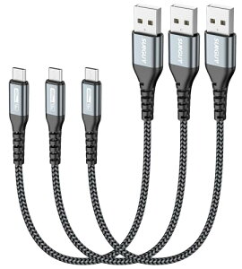 SUNGUY Micro USB �P�[�u�� 0.3M 3�{�gQC3.0/2.0 �ő�18W�}���[�d USB2.0�����f�[�^�]�� �}�C�N��usb�P�[�u�� 30cm �Z�� ���ϋv�� �i�C�����҂� Galaxy S7 / Moto G5 Plus/Huawei P10 Lite/Sony Xperia Z5 / Kindle Fire�Ȃǂɑ�