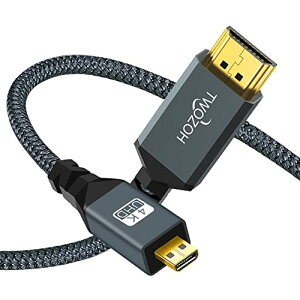 Twozoh Micro HDMI �P�[�u�� 1M (HDMI �}�C�N���^�C�vD�I�X - HDMI �^�C�vA�I�X) 3D 4K 1080P @60Hz �n�C�X�s�[�h �}�C�N��HDMI �P�[�u�� GoPro/�f�W�J��/�A�N�V�����J�����ȂǂɑΉ� �i�C�����҂ݕی�