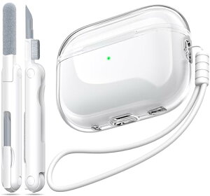 MHYALUDO Airpods Pro �� 2 ����/�� 1 ����P�[�X�J�o�[�AAirpods Pro �P�[�X�� 2 ���� USB C �[�d�|�[�g�ƌ݊�������A�N���A�\�t�g�����~���^���[�O���[�h�ϏՌ��P�[�X�A�N���A�z���C�g