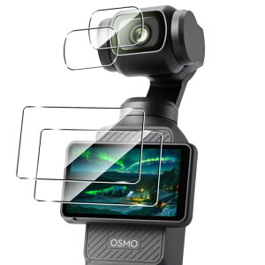 AQXNG �Ή� dji osmo pocket 4 / osmo pocket 3 �ی�t�B���� �K���X�t�B���� 2�� + �J�����t�B����2�� 4���Z�b�g �I�Y���|�P�b�g4 / �I�Y���|�P�b�g3 �p�� �t�B���� �����K���X ��ʕی� �J�o�[ ���{����