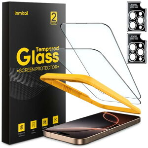 iPhone 16 Pro �K���X�t�B���� + �J�����t�B���� 2���Z�b�g : �č�SG�K���X Lamicall 9H�d�x �A�C�t�H��16 �v�� �ی�t�C���� �J�����ی� �����Y�J�o�[ �������� �S�ʕی� ��ʃt�B���� �����K���X �t
