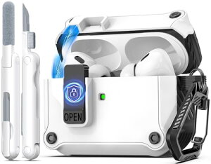 R-fun �P�[�X Airpods Pro �� 2 ����/�� 1 ���� (2023/2022/2019) �Ή� �����X�i�b�v�X�C�b�`�t���A���S�ȃ��b�N�N���b�v�P�[�X�f�U�C�� Airpods Pro (USB-C/���C�g�j���O�P�[�u��) �p�L�[�`�F�[���t�� ����