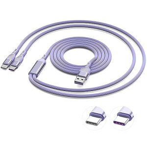 Juckier 2in1 �[�d�P�[�u�� 66W/6A PD�}���[�d Type-C 2�䓯���[�d �f�[�^�]���Ή� iPhone 17/16/15�V���[�Y Galaxy S25/S24 iPad MacBook Xperia �Ή� 1.5m �V���R���� �p�[�v��