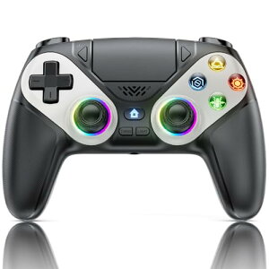 PS5�R���g���[���[ PS5 Pro/Slim/PC�Ή� �f���A���U�� �}�N�� Turbo�A�ˋ@�\ Bluetooth ����/�L���ڑ� RGB���C�g 6�����[�V�����Z���T�[���� �z�[�����ʃX�e�B�b�N 3.5mm�I�[�f�B�I�W���b�N �X�s�[�J�[