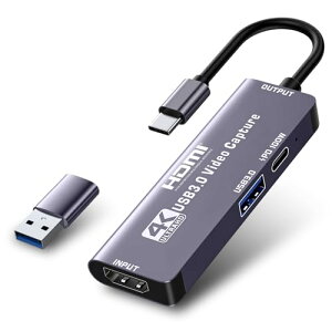 HDMI �L���v�`���[�{�[�h 4K@60Hz���� 1080P@60Hz�^��Ή� USB3.0 USB-A/USB-C�ڑ� 100W PD�[�d�Ή� ��x�� ���������^�� Switch/PS5/PS4/Xbox/�J����/PC/Mac/Android�Ή� �Q�[���^��E���C�u�z�M�p