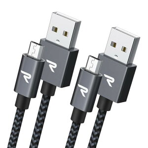 Rampow Micro-b USB �P�[�u��1M/2�{�g/�� 2.4A�}���[�d�P�[�u�� �����f�[�^�]���Ή� Kindle/Sharp Aquos Pad/Zeta, Sony Xperia J1/A/Z3, Fujitsu Arrows A/F/NX/Z/PS4 �R���g���[���[�Ȃ�Micro�[�q�@��Ή� �}�C�N��usb�P�[�u