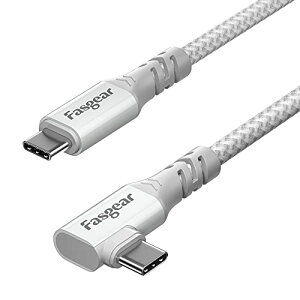 Fasgear USB C to Type C 3.2 Gen 2x2�P�[�u�� L���A20Gbps 100W�[�d4K�r�f�IUSB-C�R�[�h90�xi-phone,Mac-book Pro�Ai-Pad Mini�ADell/Sam-Sung�f�B�X�v���C�AThunderbolt 4/3���j�^�[�ɑΉ� (3M, �z���C�g)