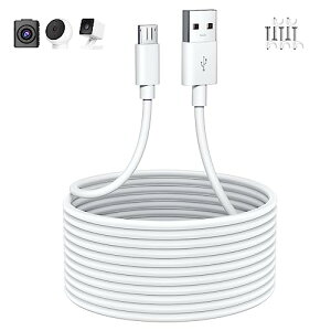 �}�C�N��usb�P�[�u�� 3M micro usb �d���P�[�u�� �h�ƊĎ��J�����̋��d�p USB A- micro B �I�X�I�X �Ή�ATOM Cam 2/YESKAMO/Wyze Cam Pan/Nest Cam/Xiaomi/IMOU/EZVIZ/Blink/Furbo�h�b�O�J�����Ή��A�h���C�u���R�[�_�[