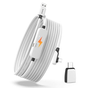 Syntech �����N�P�[�u�� �[�d�t�� 5M Meta Quest 3S/Quest 3/2/Pico 4 Ultra�A�N�Z�T���[�ɑΉ��A������VR�P�[�u�� USB 3.0 A-C�A�_�v�^�[�t���ASteamVR�p �[�d�ƃ����N�𓯎��Ɏ��s