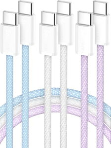 Senetem USB C �P�[�u�� �^�C�vc2m+2m+2m 3�{USB-C to USBC 60W�}���[�d PD�Ή� �����f�[�^�]�� ���ϋv�R�[�h iPhone 17/16/15�EMacBook�EiPad Pro/Air�ESamsung Galaxy�EXperia�EPixel�E�C���z����Type-C�@��Ή�