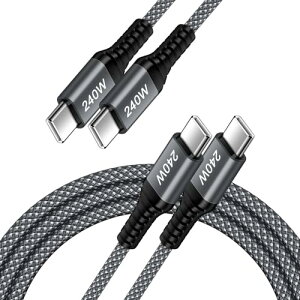 ANNIBER PD3.1 240W USB-C & USB-C �P�[�u�����}���[�d (0.9M+1.8M 2�{����) Type C �P�[�u�� ���ϋv�i�C���� iPhone17/16/15�V���[�Y �AMacBook Pro�AiPad mini�AMatebook�AiPad Pro�AXperia�AGalaxy��Type C�@��Ή�
