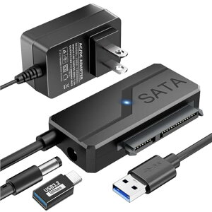 SATA USB �ϊ��P�[�u�� 3.5/2.5�C���`HDD 500GB�`6TB USB3.0 SSD�ڑ� �ő�18TB �o�b�N�A�b�v SATA�@�� �Q�[�~���OPC�A�~�jPC�AMacbook�A�m�[�g �p�\�R���Ȃǃf�o�C�X�Ɏg�pUSB Type-C �ϊ��A�_�v�^�t�� USB�P�[�u
