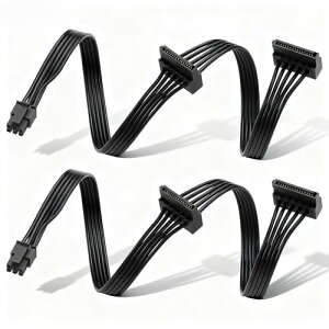 SinLoon 2�{ �~�j6Pin - �f���A��SATA�d���P�[�u���iOptiplex�APrecision�V���[�Y�Ή��j�~�j6�s��- �f���A��SATA 15�s�� �A�_�v�^�[�����P�[�u�� �@�B��HDD�ESSD�EDVD/CD-ROM�h���C�u�p 45cm