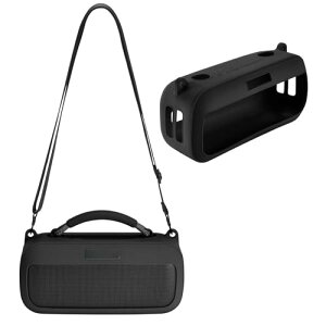 YipuVR �V���R�[���P�[�X�J�o�[ Bose SoundLink Max�p �ی�L�����[�J�o�[ SoundLink�X�s�[�J�[�Ή� �\�t�g�X�L�� �X�g���b�v�t�� (�u���b�N)