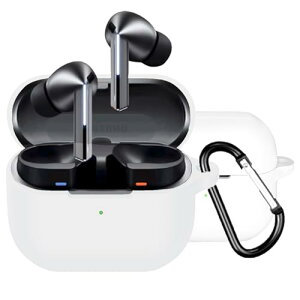 BUITFOU Samsung Galaxy Buds3/Buds3 Pro �P�[�X Buds3/Buds3 Pro �ی�J�o�[ �_�炩�� �V���R���� �����h�~ �L�Y�h�~ �ϏՌ� �h�o �y�� �����[�d�\ �J���r�i�t�� �����h�~(�z���C�g)