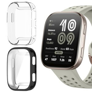 HeeNia Amazfit Bip 6 �Ή� �P�[�X �V���R���ގ� �ی�P�[�X �J�o�[ �Ռ��z�� ���y�� �_�� �Ռ��h�~ �C�菝�h�~ �ی�J�o�[ Amazfit Bip 6 �p (�u���b�N+�N���A)