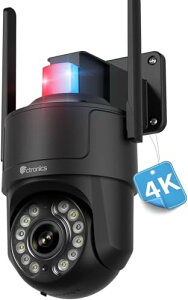 Ctronics 4K �h�ƃJ���� ���O �����ǔ� ���O�Ď��J���� AI�l/��/�y�b�g���m 5G/2.4GWi-Fi �Ԑ��C�g���T�C�������� �����Њd 30m�J���[�Î� �X�}�z�EPC �Ή� FTP/NVR 256GB TF/�N���E�h�ۑ��Ή� 24���Ԙ^��