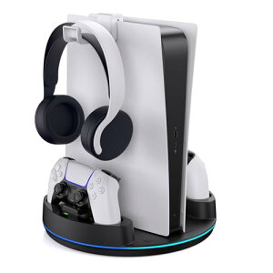 NEWDERY PS5 �R���g���[���[ �[�d�X�^���h PS5 Slim/PS5/PS5 Pro �c�u���X�^���h 2�䓯���[�d ���[�h�b�N �]�|�h�~ ���t���ȒP ���Ӌ@�� �A�N�Z�T�� RGB�����v�t�� �ߏ[�d�h�~ USB-C�P�[�u���t�� �u��