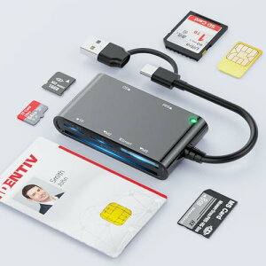 ic �J�[�h���[�_�[ �}�C�i���o�[�A6-IN-2 ic card reader,SDHC/SDXC/SD�J�[�h���[�_�[�ݒu�s�v ����Ŋm��\�� ���œd�q�\�� �[�ŃV�X�e�� e-Tax�Ή��}�C�i���o�[�J�[�h USB-A��Type-C �����]�� SIM/MS/M2/MMC R