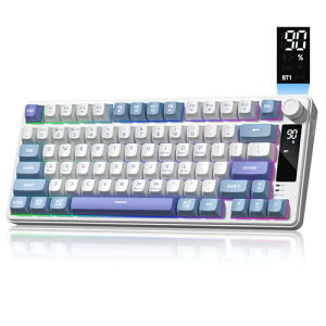 Womier DK75�L�[�{�[�h 75% ���C�����X�Q�[�~���O�L�[�{�[�h ���f�B�A�m�u��OLED�f�B�X�v���C���� 2.4GHz/USB-C/BT5.0