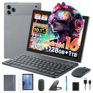 Android 16 �^�u���b�g 10�C���` SIM�Ή� �^�u���b�gPC 20GB+128GB+1TB�g�� 1280×800��� Widevine L1�Ή� Netflix�EPrime Video�Ή� GMS�F�� GPS���� Bluetooth 5.2 Wi-Fi OTG�Ή� 8000mAh
