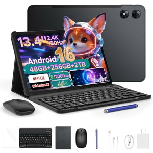 2026�V�o�� Android16 �^�u���b�g 13.4�C���`�C���`FHD+���ʁA2.4K 120Hz�A4G LTEP13 Pro �A���h���C�h�^�u���b�g�A48GB+256GB+2TB�g���Ή��AT7280 8�R�ACPU�A12000mAh 18W�AGemini AI���ځAWidevine