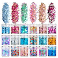 ラメホログラム 18 色セット キラキラ ネイルパーツ ネイルアート 容器付き グリッター ラメグリッター …