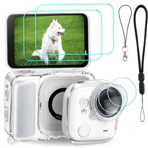 [LIJUNTC] Insta360 GO Ultra�p9�_�Z�b�g�A�N�Z�T���[�Z�b�g�ϏՌ� TPU�ی�P�[�X �����Y�L���b�v/�����h�~�X�g���b�v*2�t���A�ی�t�B���� �K���X�t�B���� 2�� + �J�����t�B���� 2�� �d�x9H ��U�h�~ 