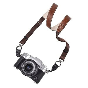 [VOVMOEYA] PU���U�[�J�����X�g���b�v�i�O�p���[�v�t���j �ϏՌ����AFujifilm X-T50�ASony ZVE10�ACanon R50�Ή��A�����F105�`126cm�A�΂ߊ|�����|���Ɏg�p�\�A��჌�t�J������~���[���X�J�����ɑ�