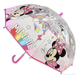ディズニー　ミニーマウス　子供用　傘　雨傘　手開き　マニュアルオープン　透明　親骨サイズ45cm　直径72cm　Disney Minnie Mouse umbrella