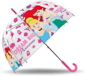 ディズニー　プリンセス　アリエル　シンデレラ　子供用　傘　自動傘　ジャンプ傘　透明　直径75cm　親骨サイズ49cm　Disney Princess umbrella