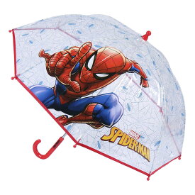スパイダーマン　SPIDERMAN　子供用　傘　手開き　マニュアルオープン　透明　全長63cm 親骨サイズ47cm　直径72cm　umbrella　到着日時指定は平日午前のみ