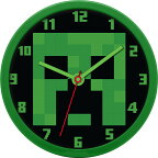 マインクラフト　MINECRAFT　クリーパー　 掛け時計 時計 直径24.5cm ウォールクロック Wall Clock 壁掛け時計