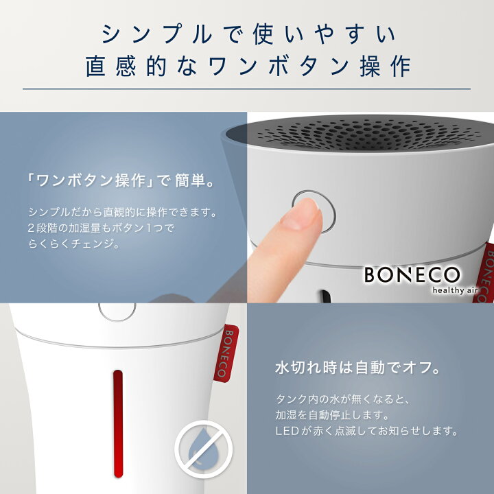 楽天市場】BONECO HEALTHY AIR 超音波加湿器 U50 ホワイト ブルー 