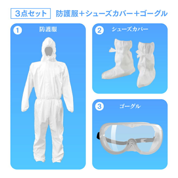 楽天市場 防護服 シューズカバー ゴーグル 3点セット 使い捨て 保護服 汚れ防止 作業着 作業服 ワークウエア 靴 カバー 靴カバー 白 ホワイト Yoka Town ヨカタウン