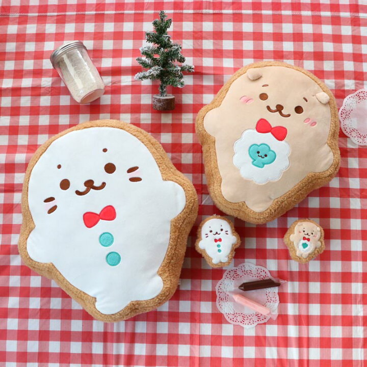 楽天市場 しろたん らっこいぬ アイシングクッキー クッション 34cmクッション ソファークッション 抱きぐるみ ぬいぐるみ マスコット 抱きまくら かわいい キャラクター プレゼント ギフト テレワーク お家時間 おうちじかん イエナカ あざらし マザーガーデン