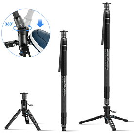 SIRUI(シルイ) SVM Rapid System 一脚 SVM-165P｜ペダル式3段一脚｜軽量カーボンファイバー製・折りたたみ式トラベル一脚｜スタンド・ミニ三脚・延長ロッドの3in1仕様｜一眼レフ・ミラーレス対応｜最高165cm｜最大荷重10kg｜旅行・動画撮影に最適