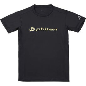 phiten(ファイテン) RAKUシャツ 半袖 ブラック/ゴールド XO ユニセックス スポーツ 部活 Tシャツ ロゴ入り