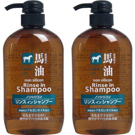 【送料無料】馬油 バーユ　ノンシリコン リンスインシャンプー　600mL【2個セット】馬油成分が傷んだ髪の奥深くまで浸透し指どおりのよいしなやかな髪に洗い上げます 髪と頭皮にやさしいノンシリコン弱酸性ヘアケア保湿成分アルガンオイル配合男性ユニセックス