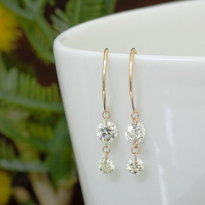 K18 YG ダイヤモンド 0.32ct ピアス レーザードリルホール - ピアス(両 