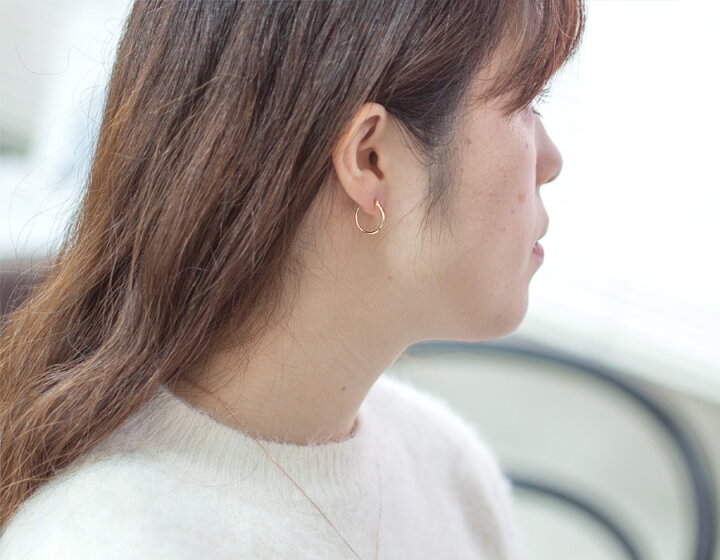 楽天市場】ネコポス K18 フープピアス 18k イエローゴールド 直径15mm 