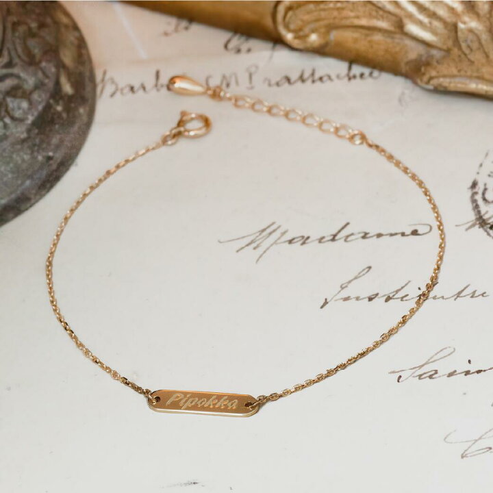 楽天市場】世界に一つ ゴールド プレート ネーム ブレスレット K18 K10  