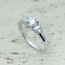 1点限定 天然ダイヤモンド リング ラウンド PT900 ダイヤリング 0.599ct 0.20ct 15号 バゲットダイヤ 自分にご褒美 プレゼント ギフト 記念日 結婚記念日 贈り物 アニバーサリー エンゲージ 送料無料