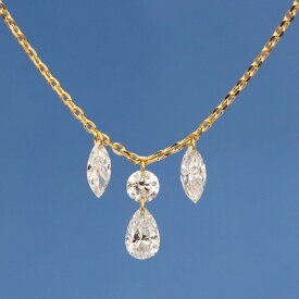 【ALTRO アルトロ】 Lior リオール K18 ラボグロウンダイヤモンド ファンシーシェイプ シャンデリア ネックレス 0.5ct ペアシェイプ マーキス ドロップデザイン レーザーホール 合成ダイヤモンド フレームレス 穴あき ジュエリー 記念日 アニバーサリー 送料無料