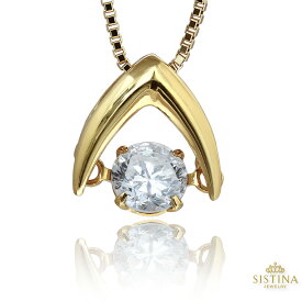 SISTINA 【1点限定】K18YG 天然ダイヤモンド ネックレス ダンシングストーン 0.3ct ご褒美ジュエリー プレゼント ギフト 贈り物 送料無料 馬蹄 V字 Vライン ベネチアンチェーン スライドチェーン スライドアジャスター 45cm